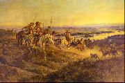 Charles M Russell Salute of the Robe Trade oil painting